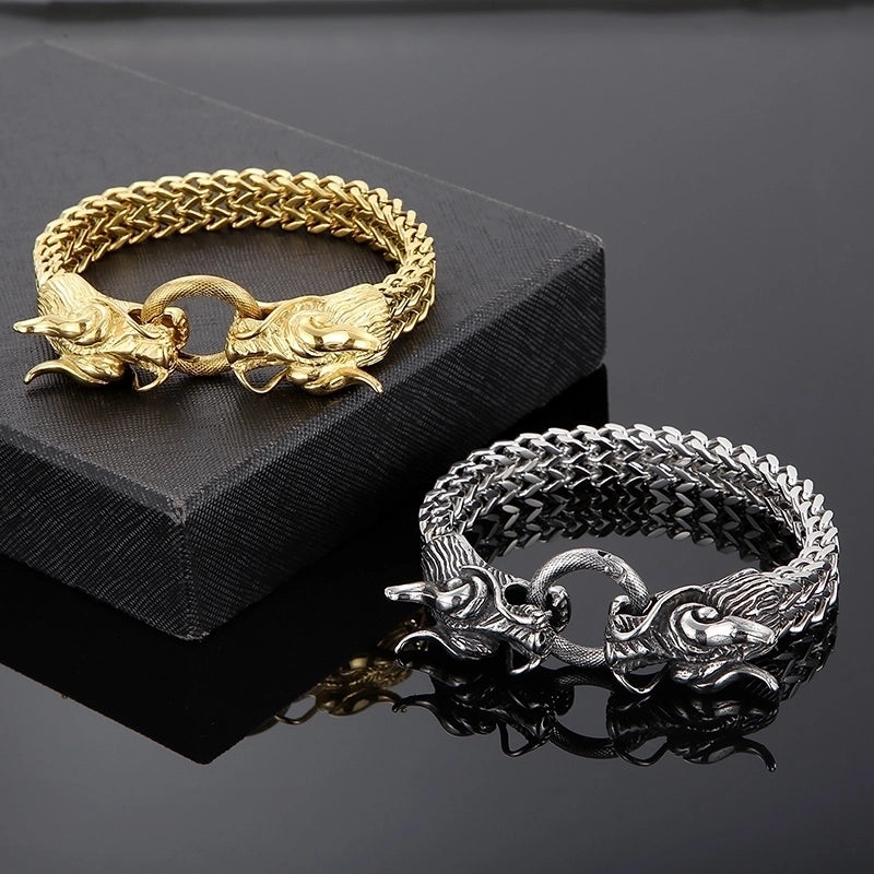 Hip-Hop Dragon 304 Stainless Steel 18K Gold Plated Men’s Bracelets