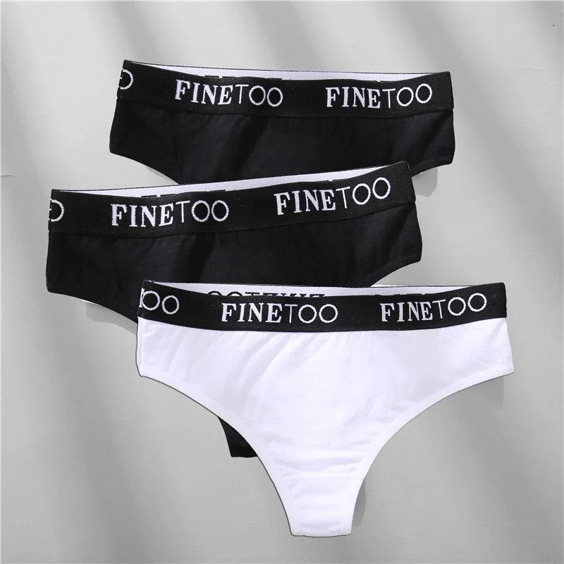FINETOO 2/3PCS Cotton Sexy Underwear G-string Women M-XL Panties Fashion Letter Waist Femme 2021 Underpant For Woman Thong Girls