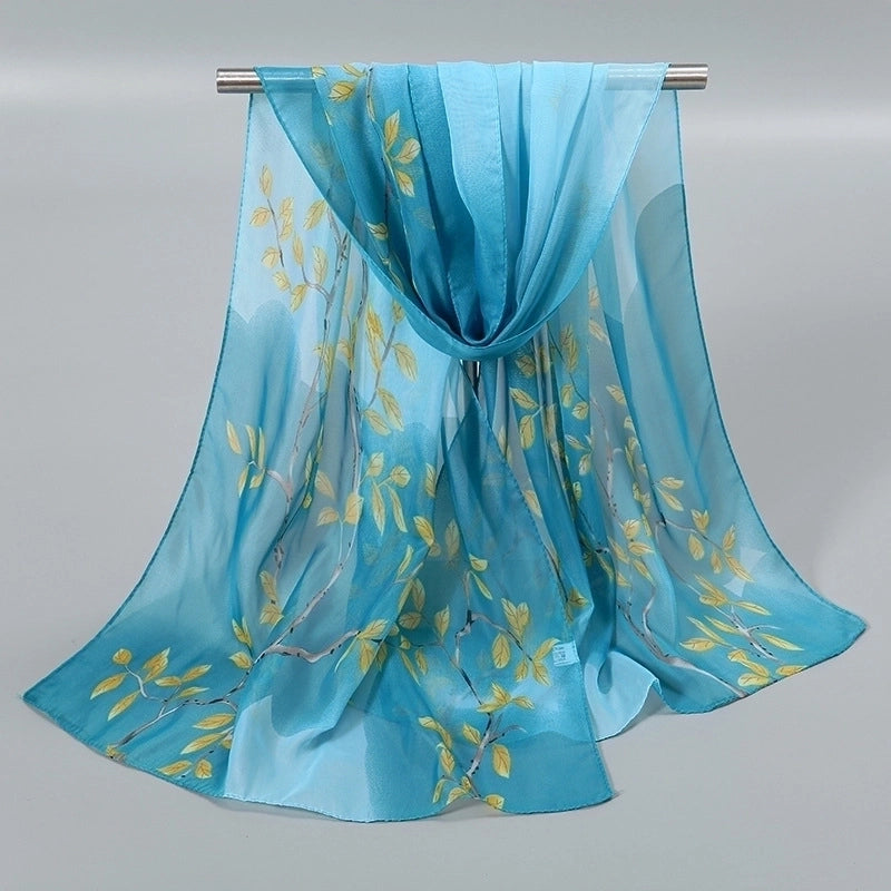 Women’s Sweet Flower Chiffon Printing Silk Scarf
