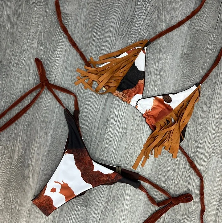 Fringed Triangle Bikini Set