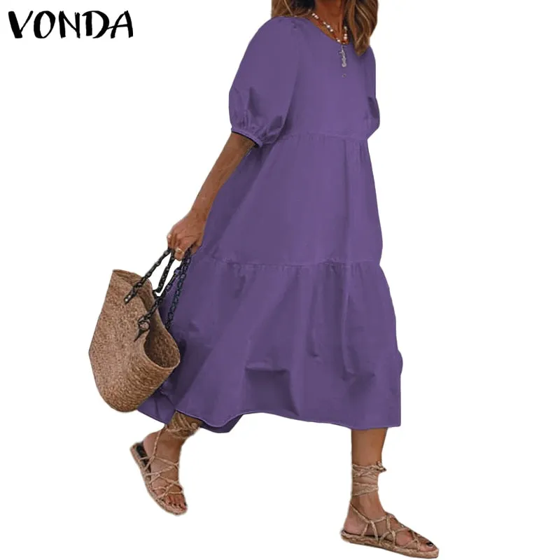 Women's Summer Sundress Elegant Dress Beach Vintage Swing Party Long Dress 2022 VONDA Bohemian Vestidos  Casual Robe