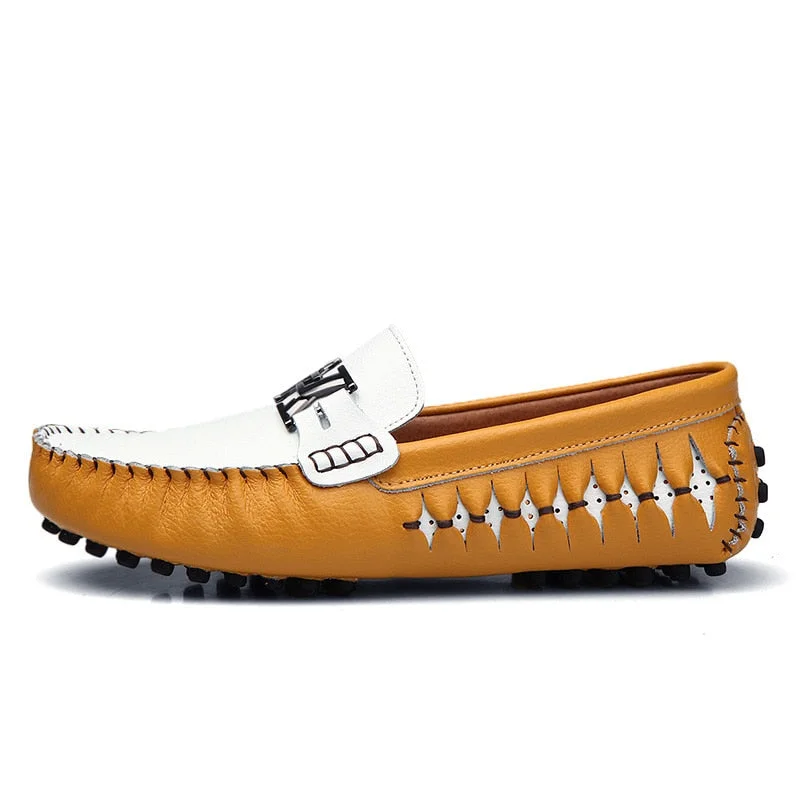 YRZL Loafers Men Handmade Leather Shoes Casual Driving Shoes Flats Slip-on Shoes Moccasins Boat Shoes Mens Loafers Men