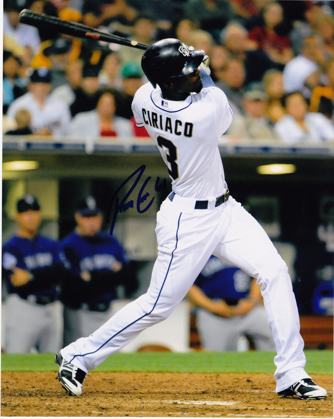 PEDRO CIRIACO SAN DIEGO PADRES ACTION SIGNED 8x10