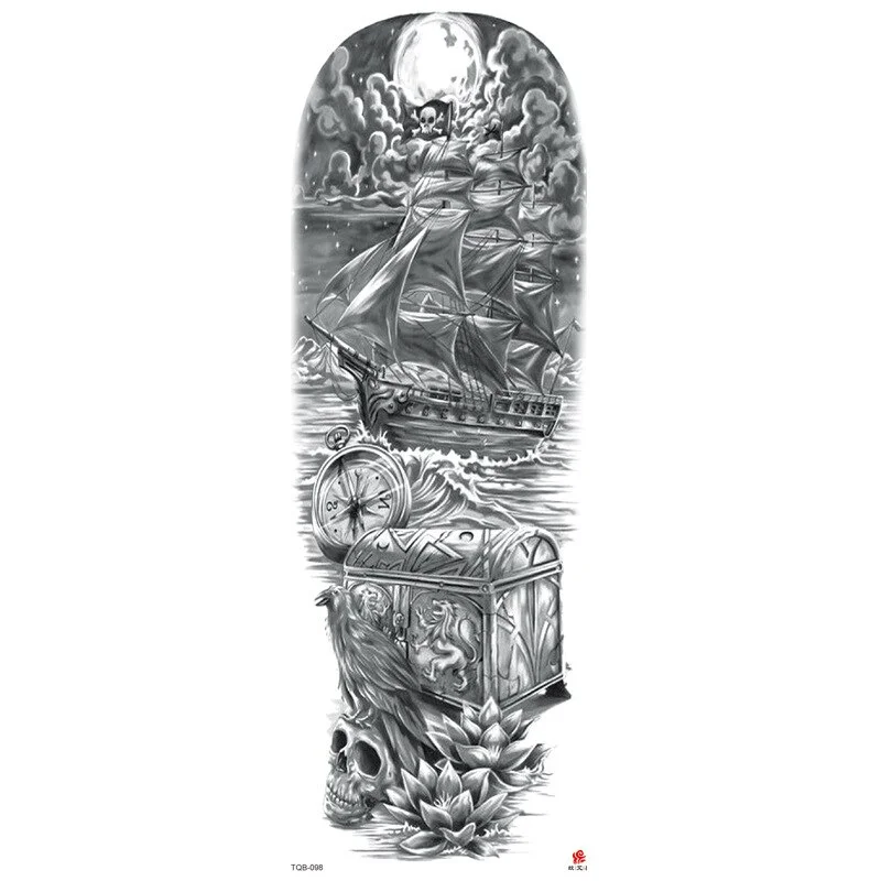 Sdrawing Arm Temporary Tattoos Sleeve for Men Women Realistic Fake Tatoo Warrior Lion Mechanical Skull Wolf Rose Tatto Sticker Totem