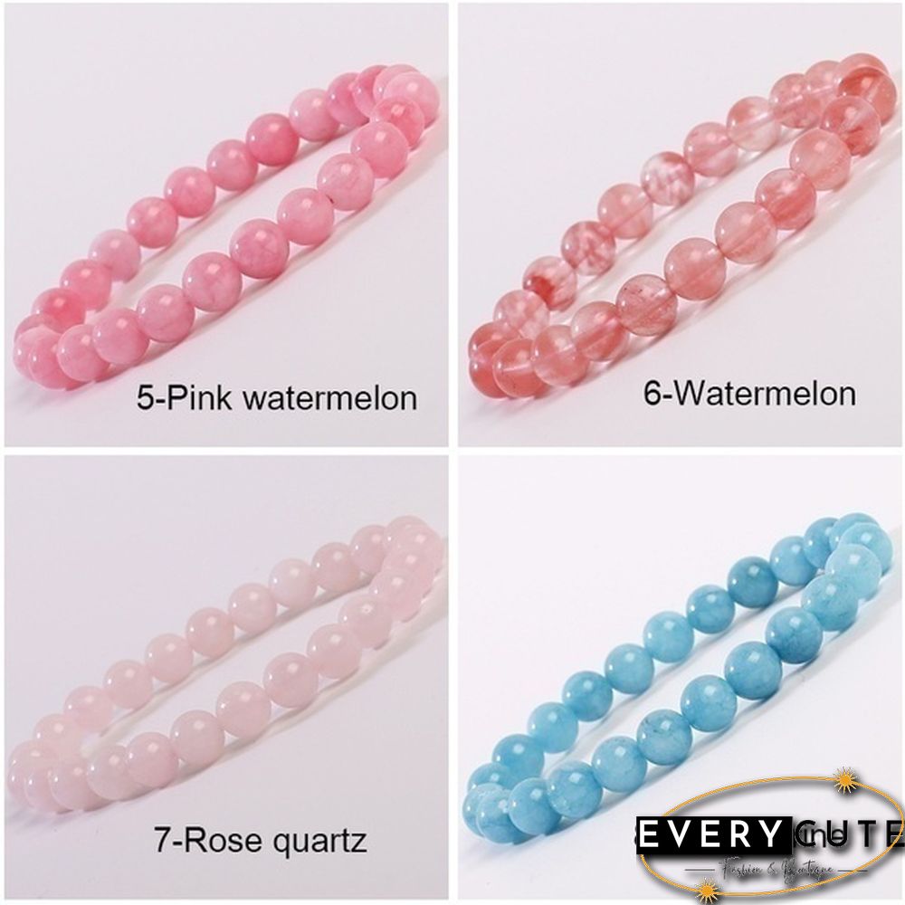 Natural Gemstone Round Beads 8mm Bracelets Apatite / Agate /amethyst /watermelon /Rose Quartz /Morgan Stone/malachite/Tiger Eye Fashion Bracelet 75 Styles