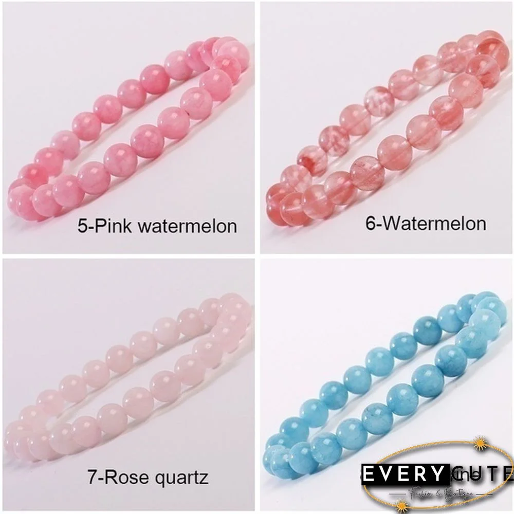 Natural Gemstone Round Beads 8mm Bracelets Apatite / Agate /amethyst /watermelon /Rose Quartz /Morgan Stone/malachite/Tiger Eye Fashion Bracelet 75 Styles