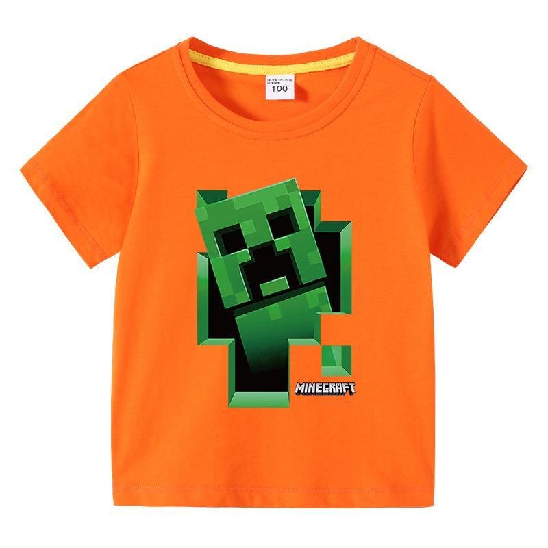 Minecraft Creeper T-Shirt Round Neck Short Sleeves Breathable Boys Gilrs Holiday Gifts