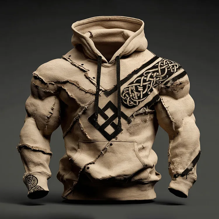 Men's Retro Celtic Knot Distressed Hoodie