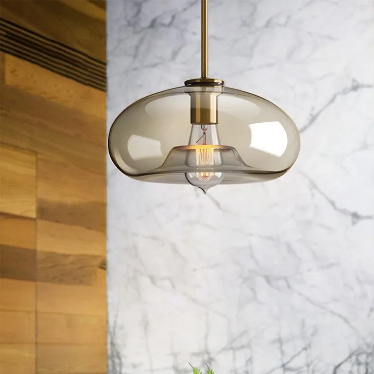 Modern Cognac Glass Pendant Light