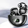 BT Wireless Bone Conduction Earphones with Noise Canceling Mics HiFi Touch Control Headset LED Digital Display Smart Control Earphone Clip-On Earbuds for Outdoor Cycling Running Exercise