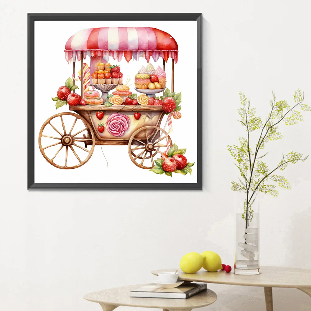 Full Round Diamond Painting 30*30cm - Pink Dessert Shop Cart