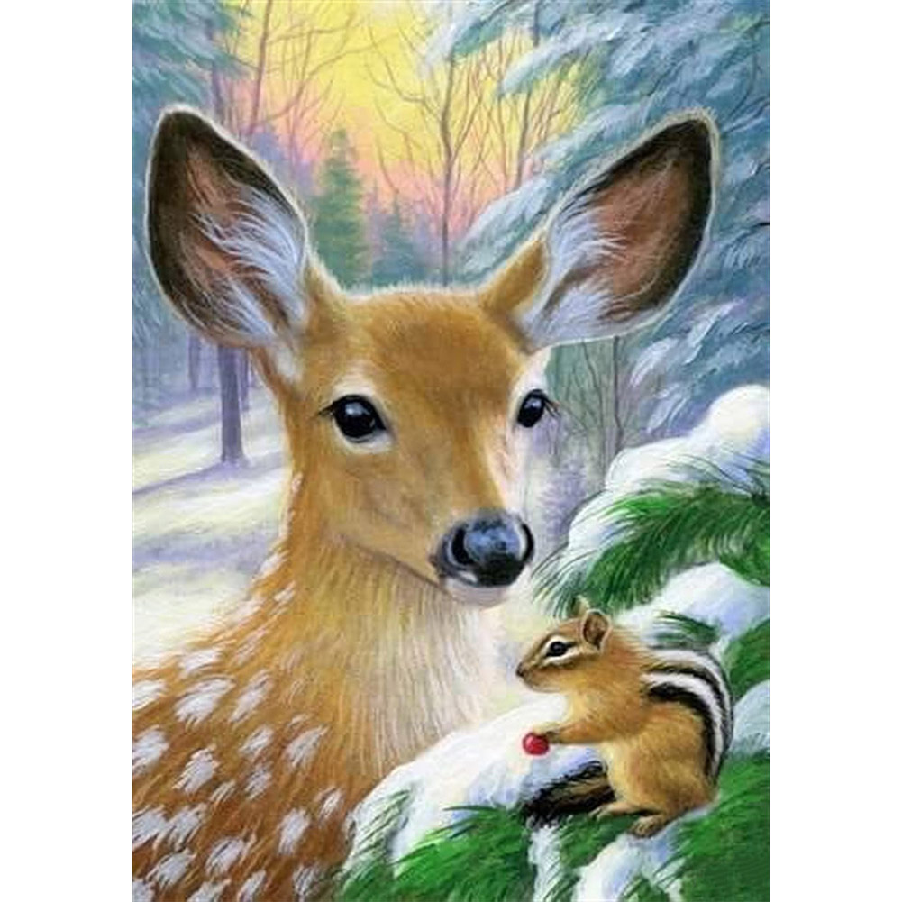 Deer and Squirrels  30*40cm(canvas) full round drill diamond painting