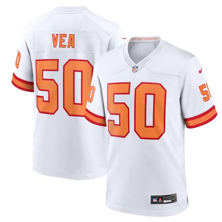 Men's '76 Tampa Bay Buccaneers #50 Vita Vea  White Player Game Jersey