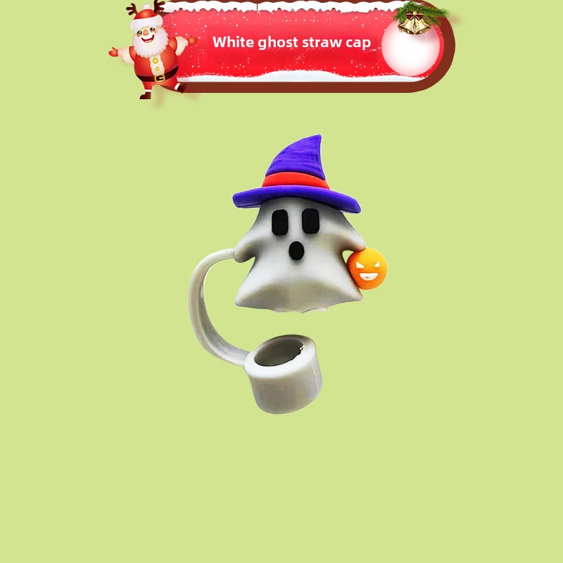 Halloween Silicone Straw Cap 10mm Silicone Straw Sleeve Carnival Party Jewelry