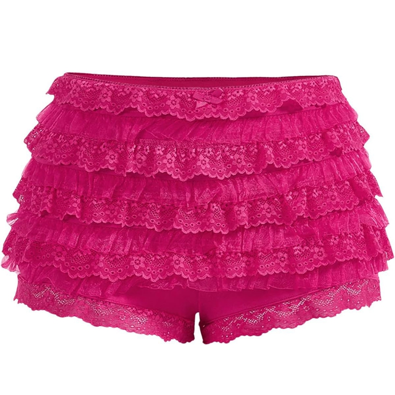 Lazycackle Ladies Multi-layers Frill Hem Shorts Women Low Rise Tierred Lace Pettipants 00s 90s Vintage Cute Shorts Knickers Pants Clubwear