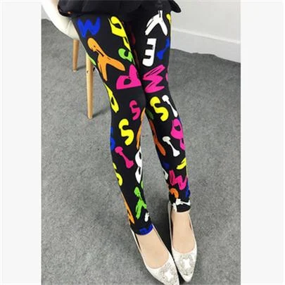 CUHAKCI Printing Leggins High Quality Legging Women Fitness Pants Elasticity Floral Stripes Grid Leggins
