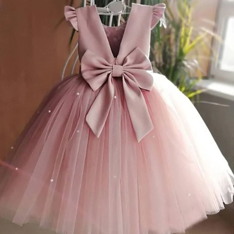 Baby Girls Wedding Dresses Toddler Kids Tulle Birthday Elegant Party Tutu Prom Gown 1 2 3 4 5 Years Children Christmas Costume