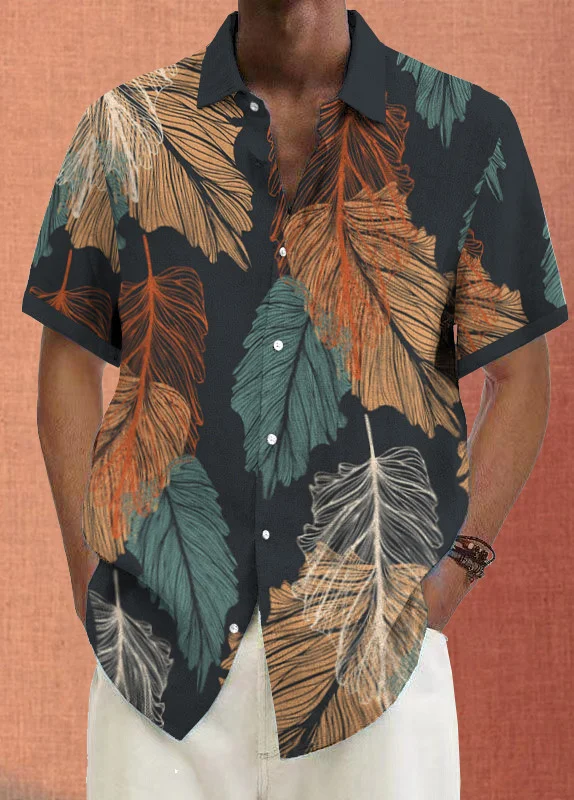 Mens Art Print Casual Breathable Short Sleeve Shirt 8cea