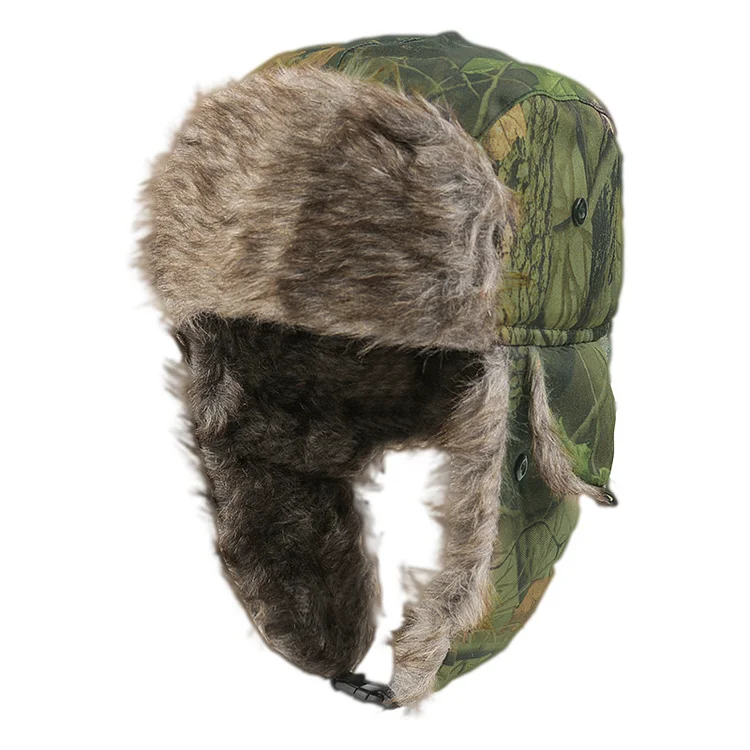 Men's Casual Camouflage Pattern Plush Lined Earflaps Hat