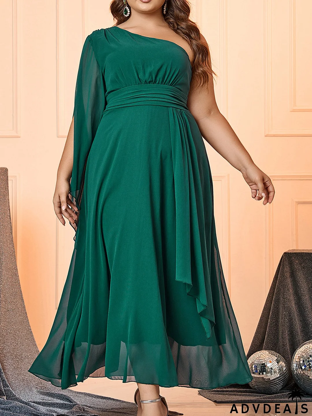 Summer Women's Chiffon Slash Shoulder Plus Size Formal Party Dress
