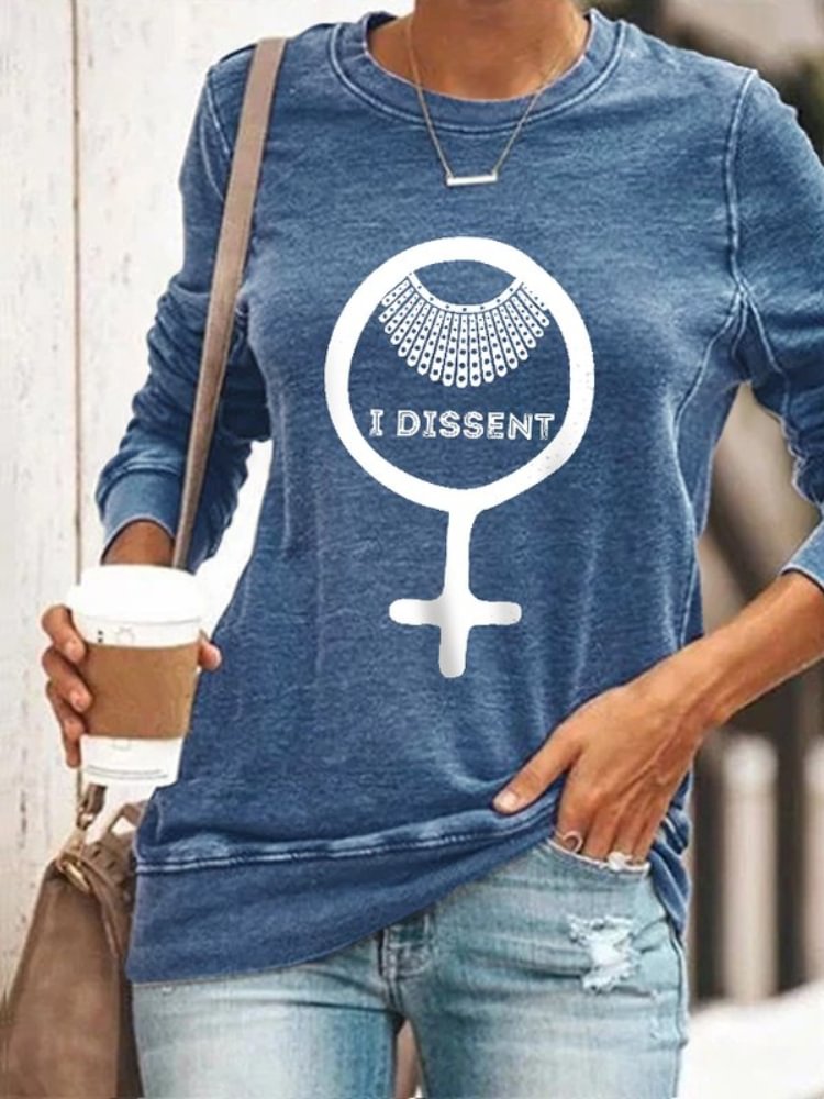 I Dissent Print Long Sleeve Casual Sweatshirt