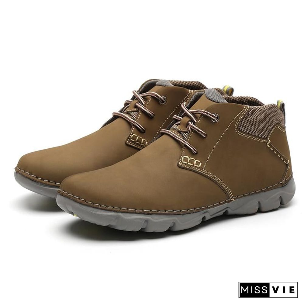 Men Ankle Boots Fashion Men Shoe Vintage Style Leather Male Outdoor Casual Boots Work Footwear