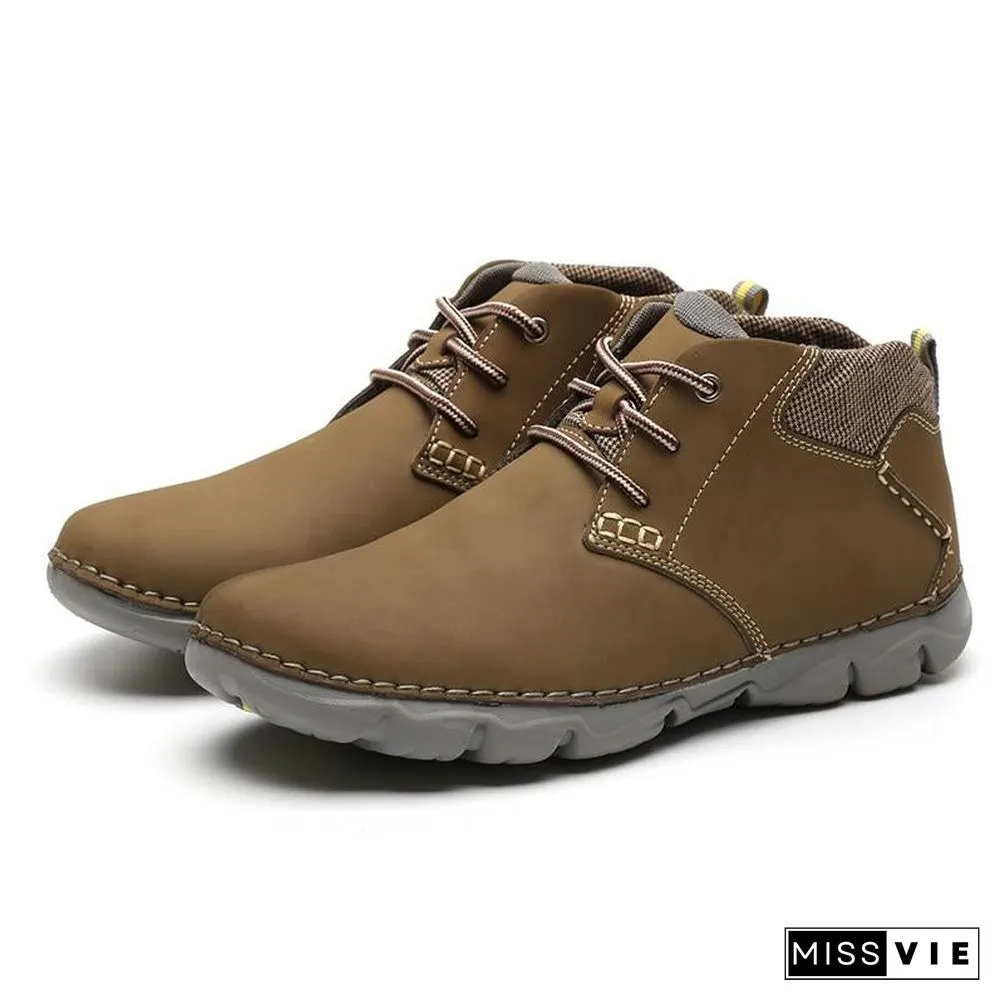 Men Ankle Boots Fashion Men Shoe Vintage Style Leather Male Outdoor Casual Boots Work Footwear