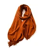 Plain Colors Tassels Unisex Scarf Team Event Anniversary Shawl
