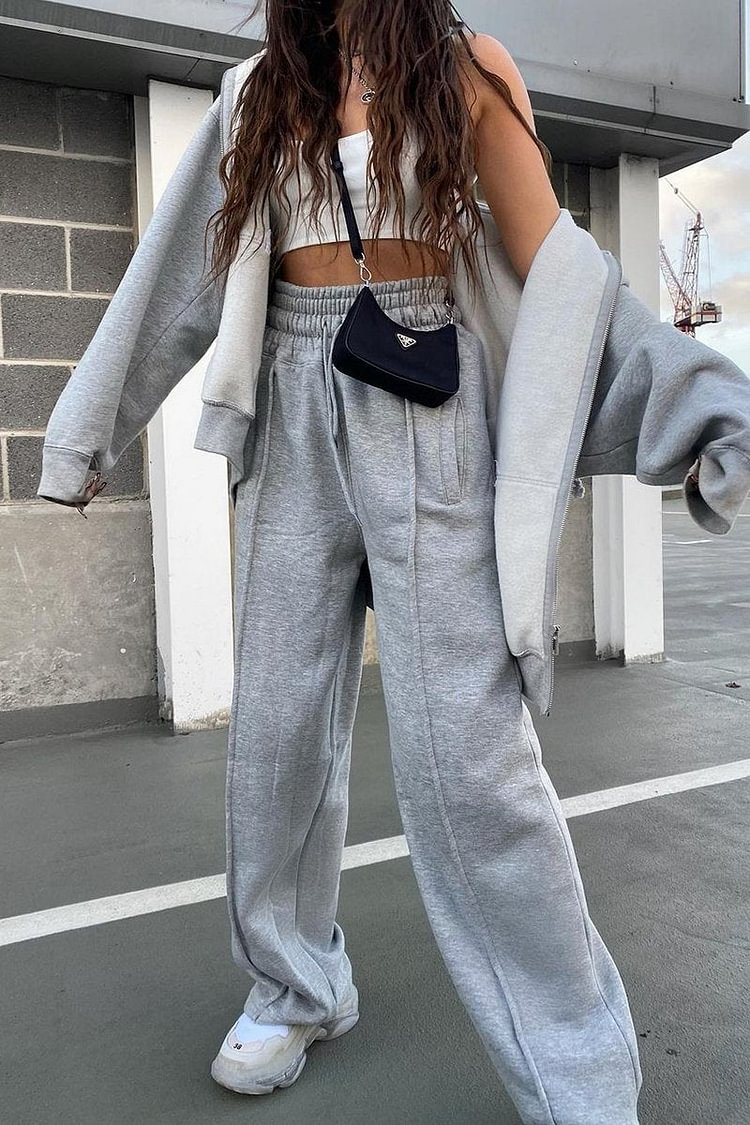 Grey Wide Leg Joggers | Joggers | Katch Me