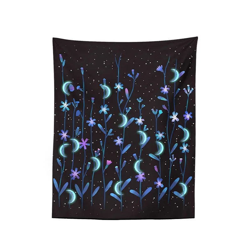 Psychedelic flower Tapestry moon Flower Wall Hanging Room Starry Sky Carpet Dorm Tapestries Art Home Decoration Accessories
