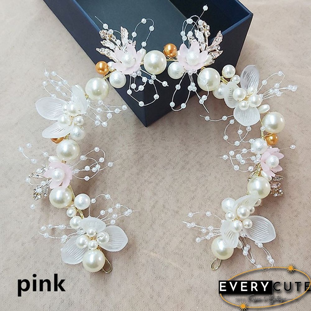1 Piece Elegant Girls Bridal Headband Imitated Pearl Hair Headdress Flower Wreath Bride Garland Head Hoop Wedding Headbands Hair Jewelry