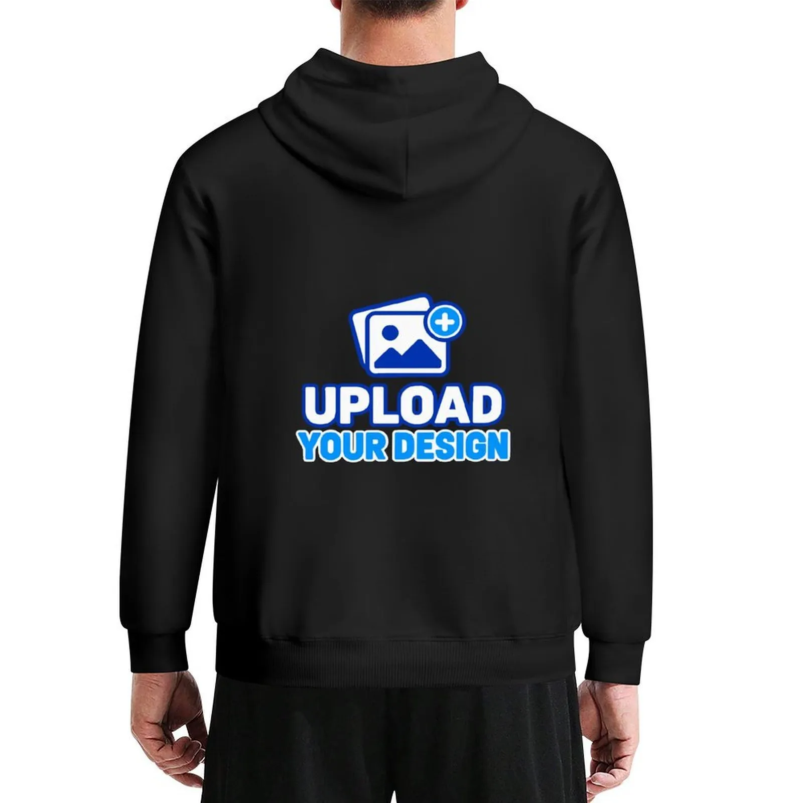 Men's Hoodie No Pockets Back Print customized with your own uploaded design