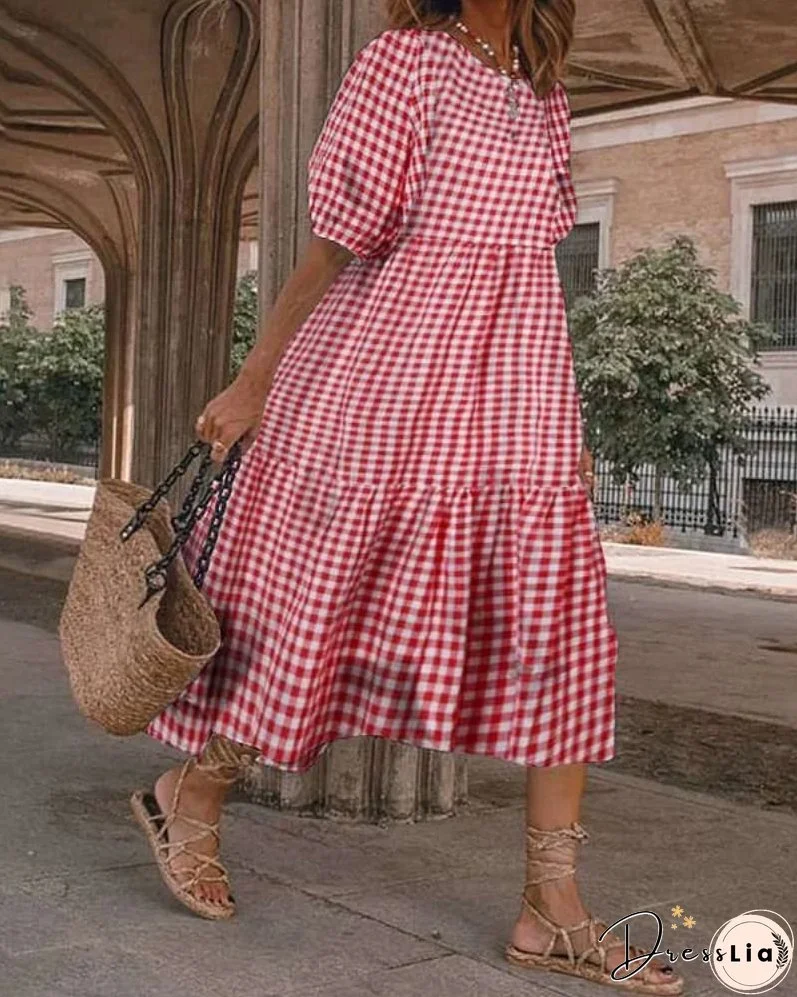 BARINA - CHECKERED PRINT DRESS