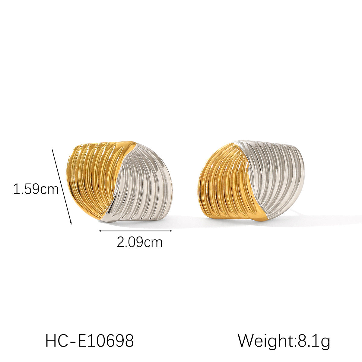 Gold And Silver Color Matching Geometric Stainless Steel Earrings For Women Niche Titanium Steel Earrings