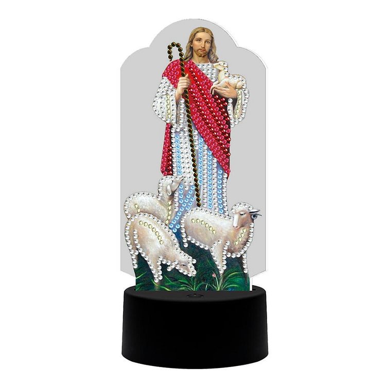 DIY Diamond Painting LED Light Jesus Special Shaped Drill Embroidery Lamp