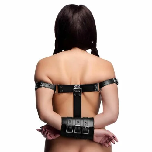 Adjustable Armbinder Arm Restraint Synthetic Leather Buckles Roleplay - Rose Toy
