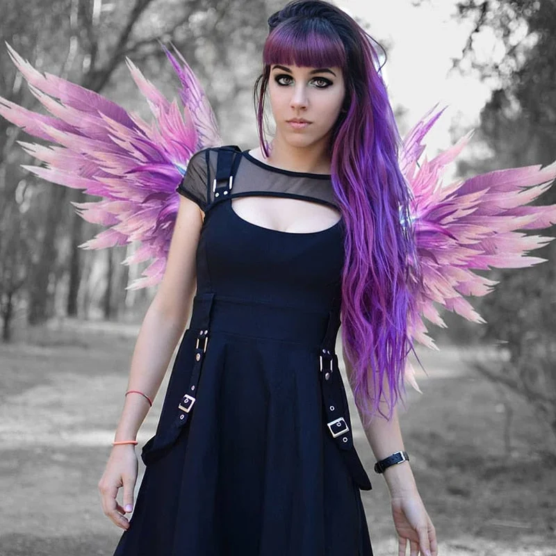 Gothic Black Dress Sexy Mesh Harajuku Grunge Women Mini Dress Streetwear Fashion Female A-line Summer Dresses