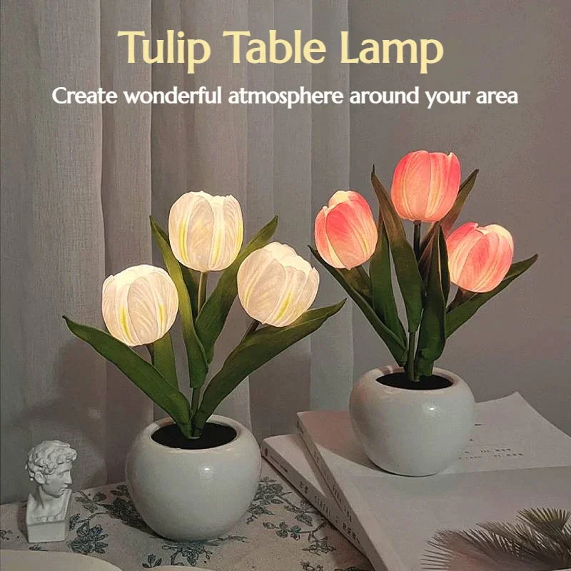 LED Tulip Night Light Simulation Flower Table Lamp W347