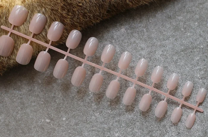 24pcs new product Brow sales Nude color false nails Blue long rose red oval head fake nail pink candy color gray Full set purple-Nail Inspo
