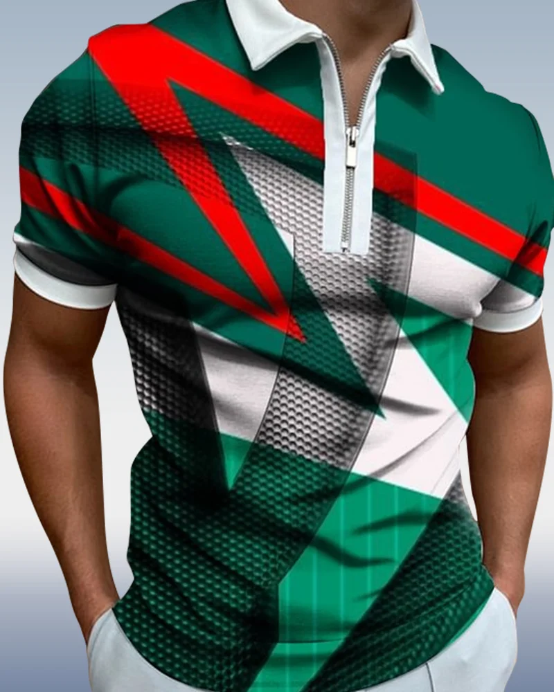 Suitmens Men's Contrasting Color Short Sleeve Polo Shirt 016
