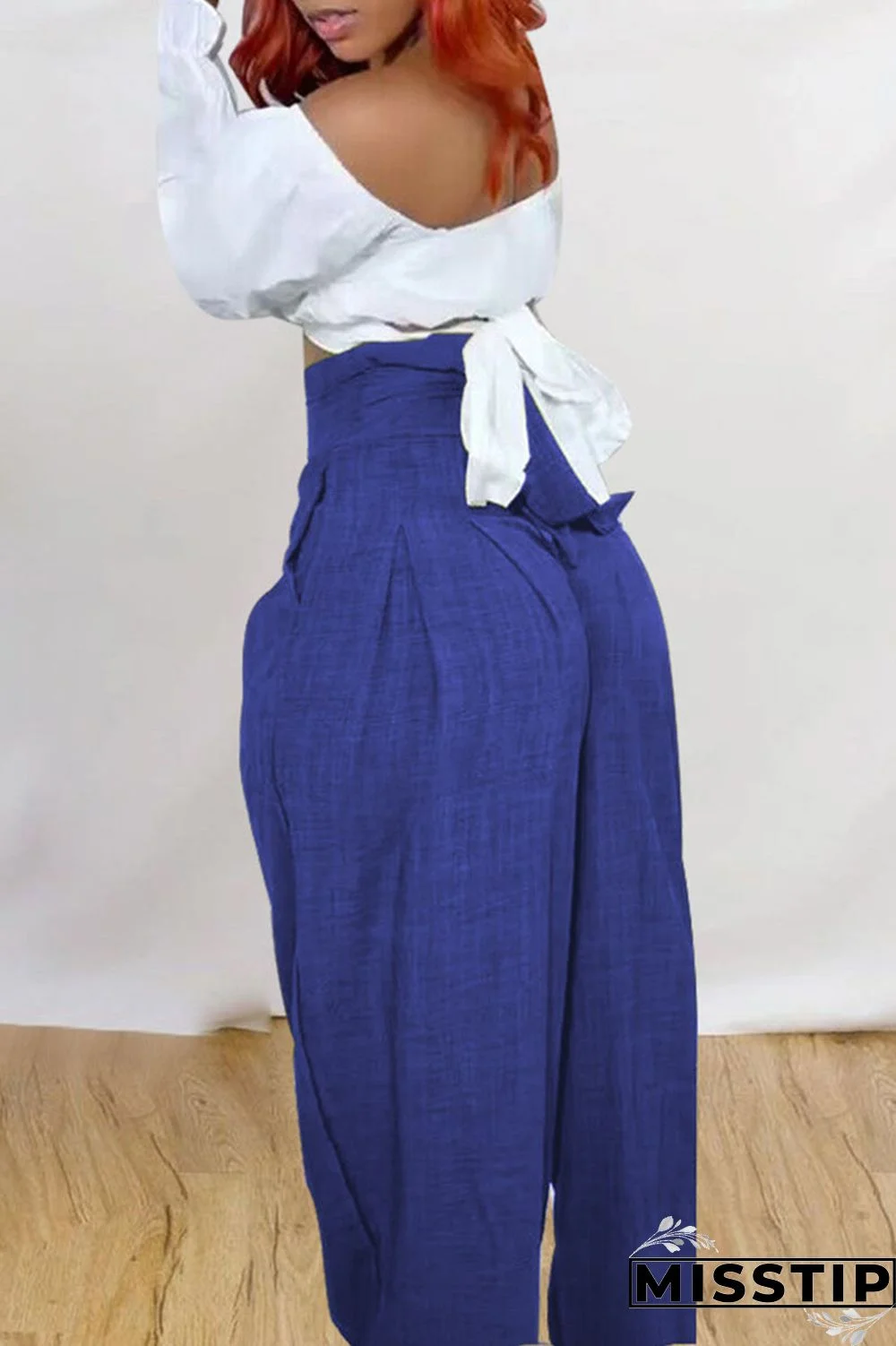 Black Casual Solid Patchwork High Waist Straight Solid Color Bottoms