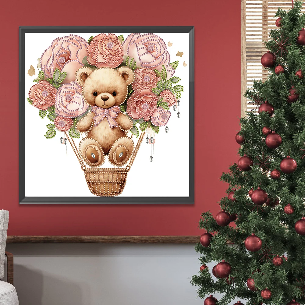 Diamond Painting - Partial Special Shaped Drill - Flower Balloon Bear(Canvas|30*30cm)