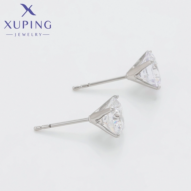 1 Pair Basic XUPING Minimalist Geometric Inlay Copper Artificial Gemstones 18K Gold Plated Ear Studs