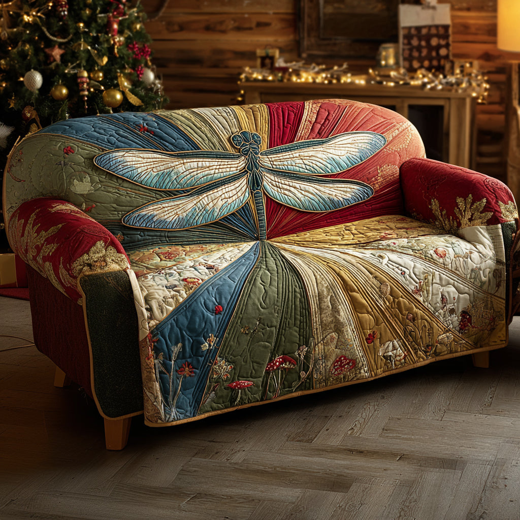 Dragonfly Meadow Quilted Sofa Cover NCU0DV8645 everthome