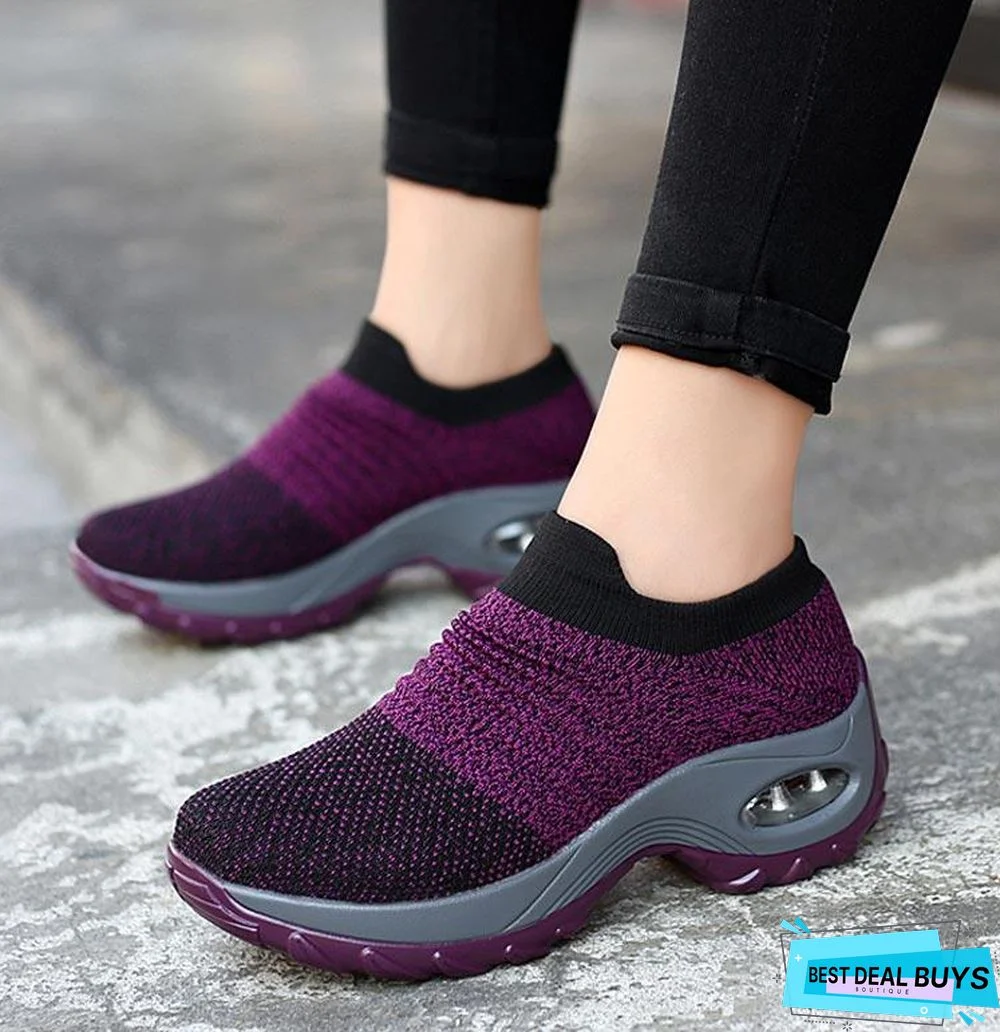 Women Breathable Mesh Slip-On Air Cushion Casual Sneaker Shoes