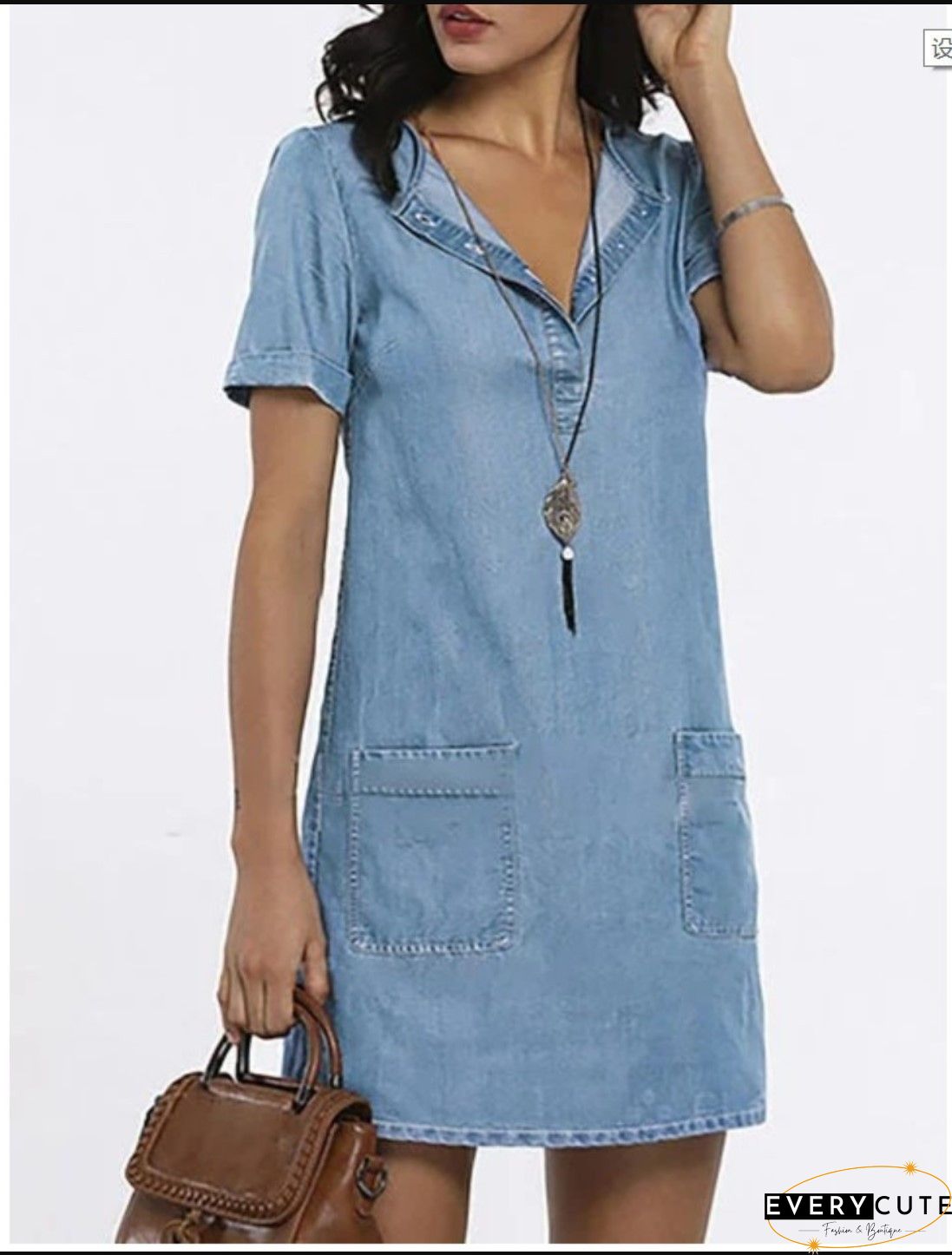 Casual Denim A-Line Weaving Dress