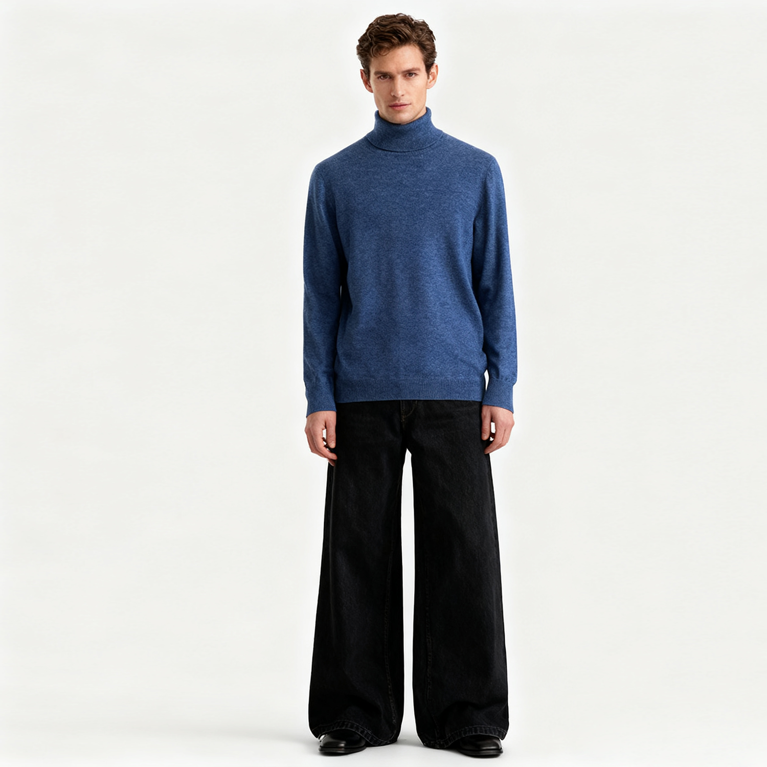 Men's Turtleneck Cashmere Sweater-Business Casual Knitwear REAL SILK LIFE