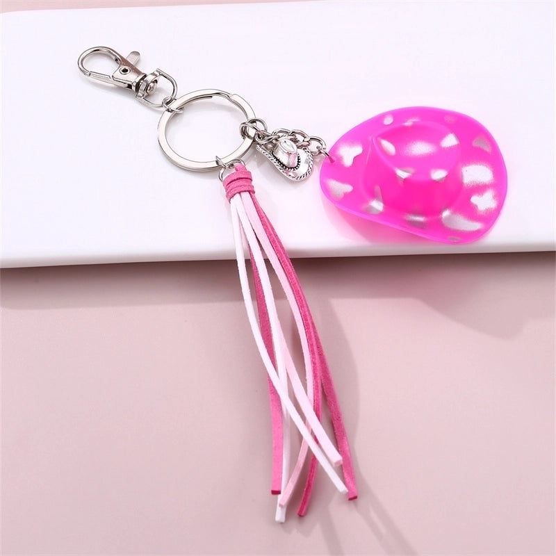 Casual Preppy Style Minimalist Hat Alloy Plastic Tassel Bag Pendant Keychain