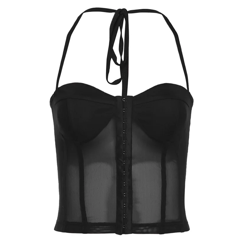 Zingj 2024 Summer New Women's Solid Color Perspective Top Repair Sexy Mesh Short-Sleeved Small Vest