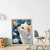 White Cat Watching Fish-11CT Stamped Cross Stitch 40*53cm/15.75*20.87in